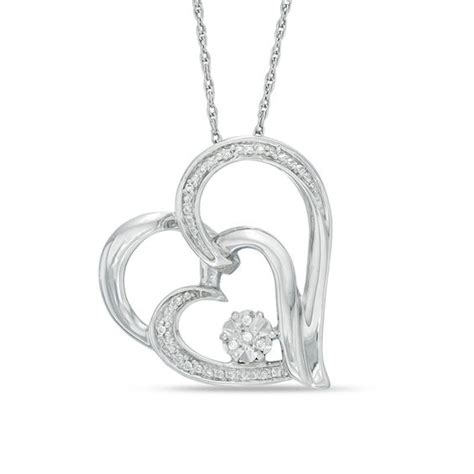 diamond accent double heart pendant in sterling silver online exclusives and personalized