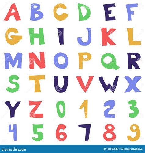 Vector Funny Cartoon Hand Drawn Marker Colorful Uppercase Alphabet