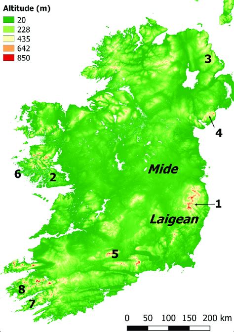 Map Of Ireland Showing Two Medieval Irish Kingdoms And Other Sites And