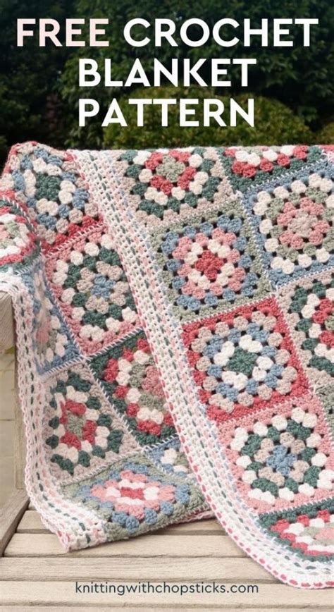 Adelie Granny Square Blanket Knitting With Chopsticks