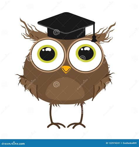 Illustration Of A Cute Cartoon Wise Owl Or Graduation Hat Stock Vector