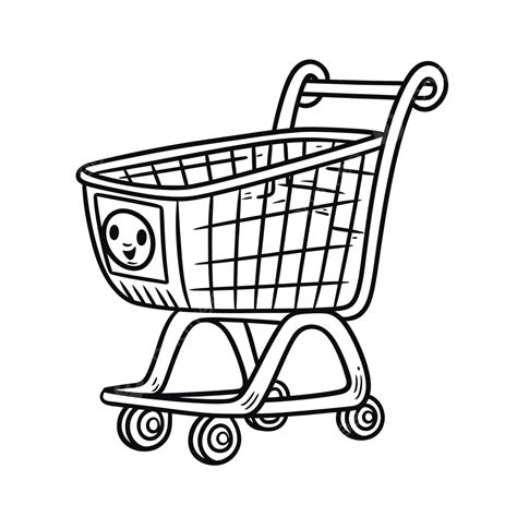 Shopping Cart Coloring Page Vector Illustration Outline Sketch Drawing