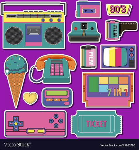 Retro Objects And Elements Set Royalty Free Vector Image