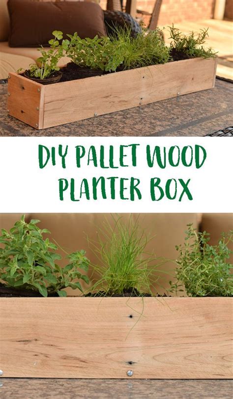 Transplant a few herbs into each planter, giving each plant a little room to grow. DIY Wood Pallet Planter Box. Use pallet wood to create ...