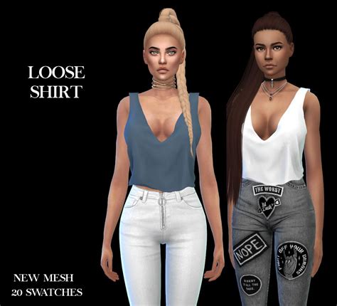 Loose Shirt By Leosims Sims 4 Sims Loose Shirts