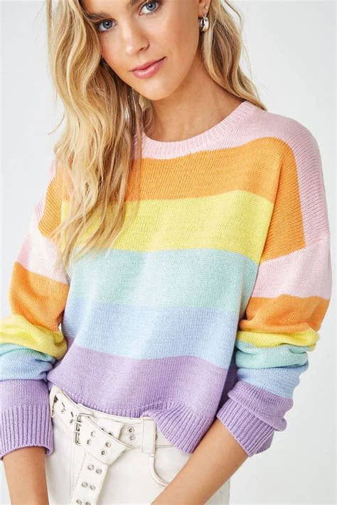 Rainbow Striped Sweater Forever 21 Stripe Sweater Rainbow Sweater