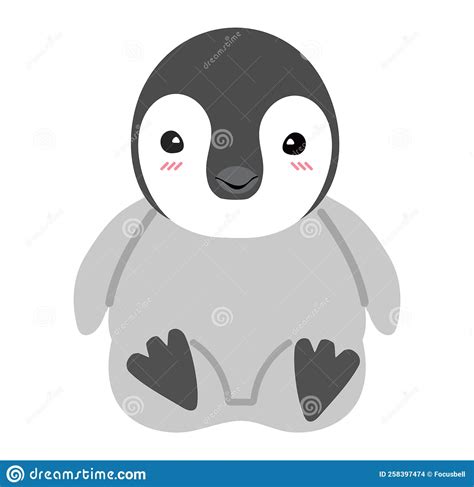 Little Baby Penguin Cartoon Flat Stock Vector Illustration Of Clip