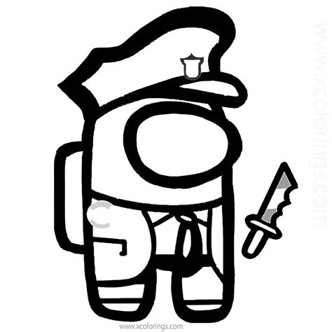 Among Us Coloring Pages Imposter Bad Cop Skin Coloring Pages Monster