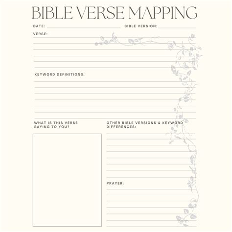 Printable Bible Study Verse Mapping Worksheet Tool Bible Note Etsy