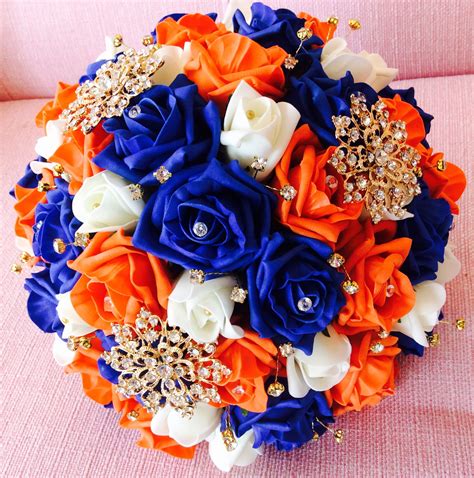 Beautiful Posy For A Bride Wearing Full Indian Dress In Royal Blue