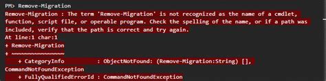 Remove Migration Command In Entity Framework Core