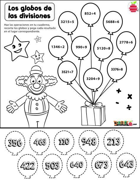 Los Globos De Las Divisiones Material Para Maestros 0c8 Math Coloring Worksheets Math