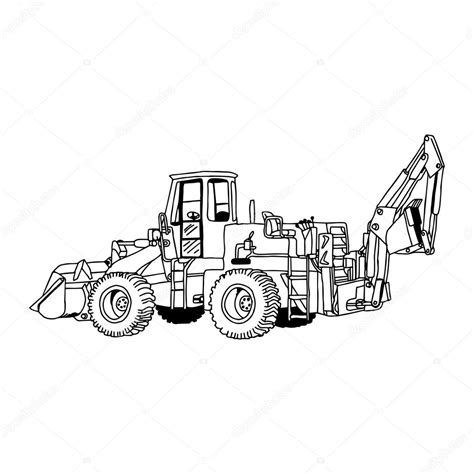 Illustration Vector Doodles Hand Drawn Of Wheel Loader Isolated Stock