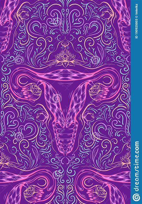 Healthy Female Reproductive System On Cosmic Backgroundmedical Poster