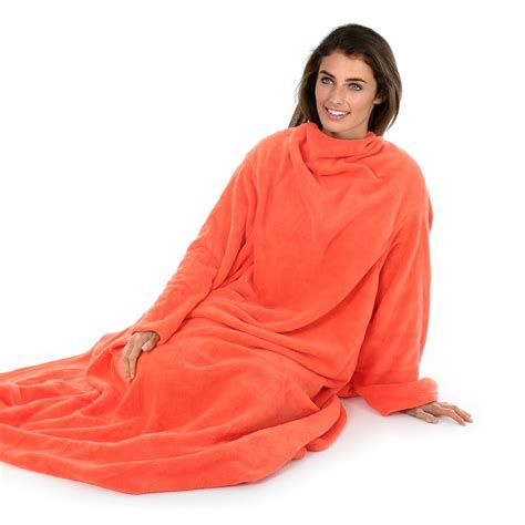 Adults Warm Soft Coral Fleece Tv Cuddle Snuggle Blanket With Sleeves 13 Colours Ebay