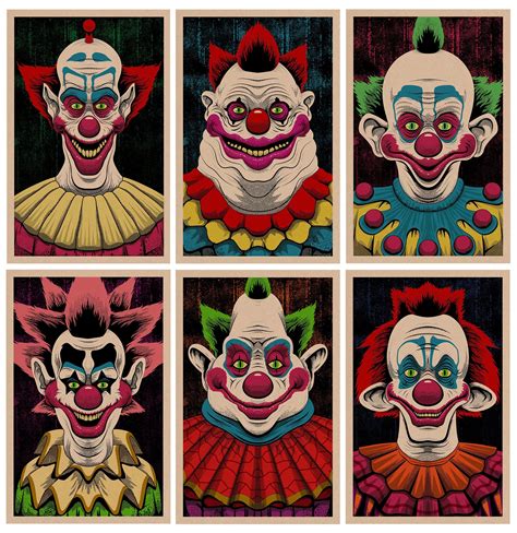 Set Of Six Killer Klowns Prints On 11x17 Craft Cardstock Slim Fatso