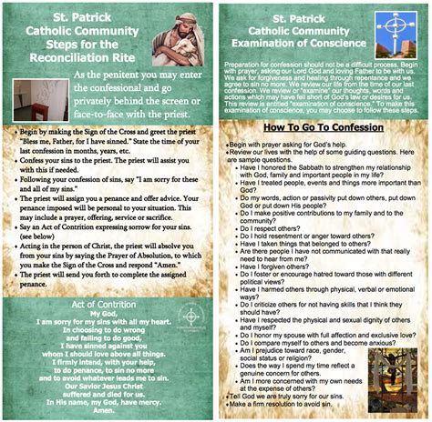If you have ever wondered how to make a good confession, fr. Liturgy Times and Information - St. Patrick Catholic Community