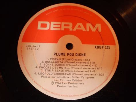 Vinyl Plume Latraverse Pou Digne De 1974 Art Et Objets De Collection