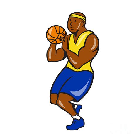 Shooting Basketball Cartoon Man Shooting Basketball In The Hoop