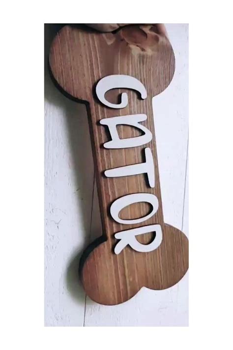 Wood Dog Bone Name Sign Personalized Custom Dogs Name Plaque 3d