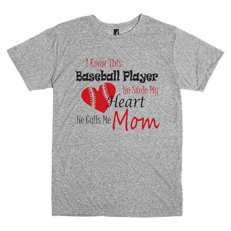 It is white with red stitching strategically placed to look like an authentic baseball. Funny Baseball Mom Shirt. He Stole My Heart. He Calls Me ...