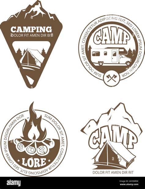 Senderismo Y Camping Retro Etiquetas Vectoriales Emblemas Logotipos
