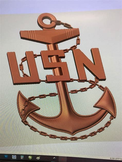 3d Navy Chief Anchor File Great For Cutting On Cnc Router The Etsy