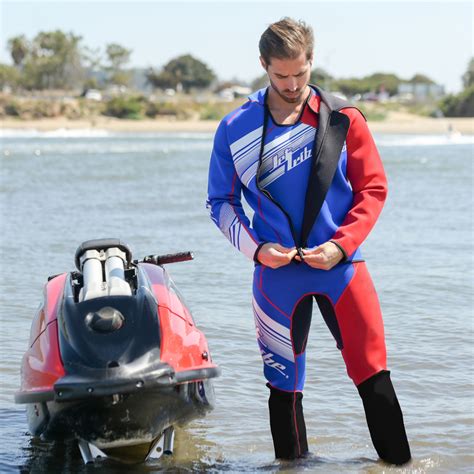 pivot wetsuit blue red pwc jet ski ride and race freestyle