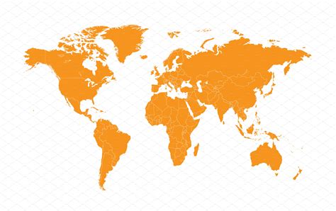 Orange Political Map Of World Each State With Own Horizontal Gradient