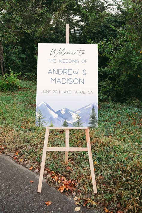 Editable Mountain Wedding Welcome Sign Template Printable Forest