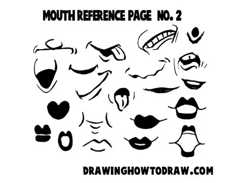 Anime mouth scared expression on head drawing. Drawing Cartoon & Illustrated Mouths & Lips Reference Sheets - How to Draw Step by Step Drawing ...