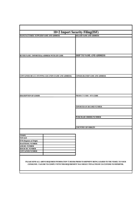 Fill Out Isf Filing Form No Download Needed Calculate Formulas Bot