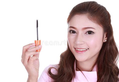 Woman Face With Mascara Brush Stock Photo Image Of Female Looking