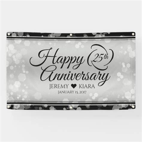 Elegant 25th Silver Wedding Anniversary Banner