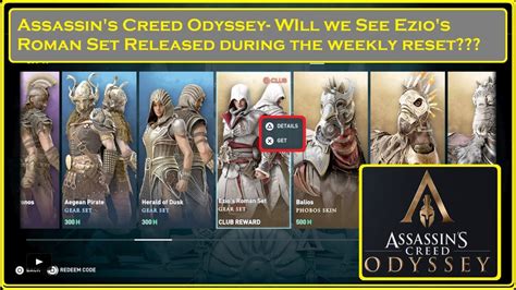 Assassin S Creed Odyssey Ezio S Roman Set The Weekly Reset Youtube