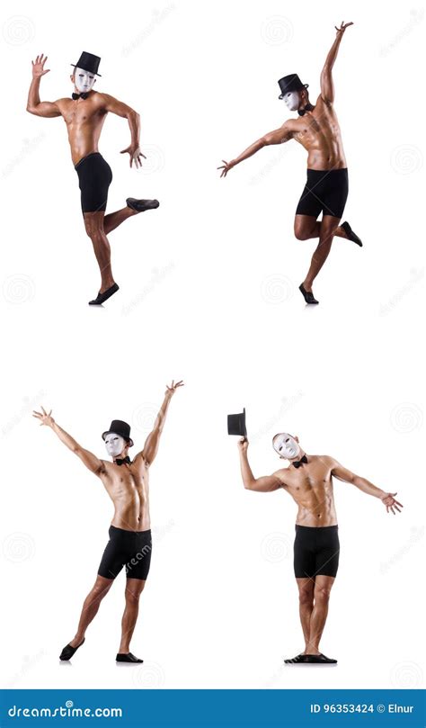 The Naked Muscular Mime Isolated On White Stock Photo Image Of Acting