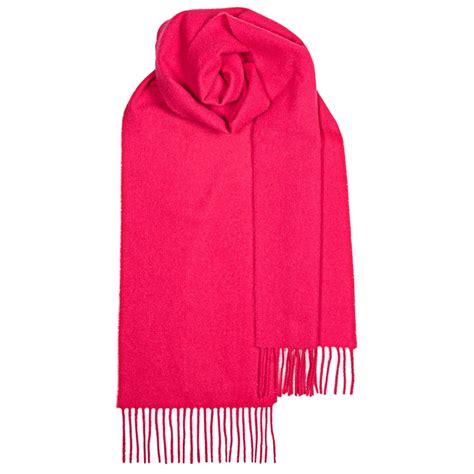 Bright Pink Plain Coloured Lambswool Scarf Lochcarron Of Scotland