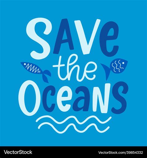 Save The Oceans Ecological Poster Royalty Free Vector Image