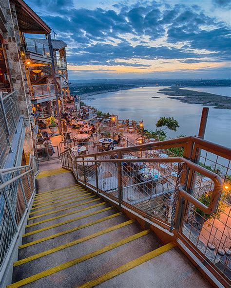 Wide Angle View Of The Oasis And Lake Travis Austin