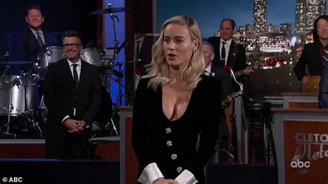 Brie Larson Takes The Plunge In Busty Split Gown As She Guest Hosts Jimmy Kimmel Live Daily