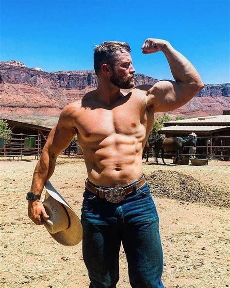 Bearded Sexy Masculine Shirtless Muscle Country Dad Hunk Big Biceps Flex Strong Beefy Dilf