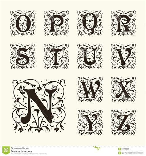 Vintage Set Capital Letters Monograms And Font Cartoon Vector