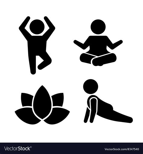 Yoga Meditation Poses Icons Set Royalty Free Vector Image
