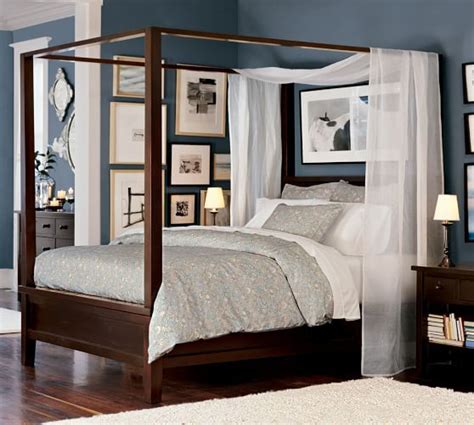 Cal king, king, and queen dimensions are provided. Sheer Canopy Curtain | Blue rooms, White bedroom, Bed curtains