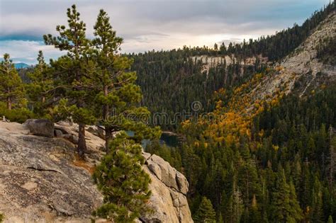 Pine Filled Hillsides At Emerald Bay In Lake Tahoe Stock Image Image