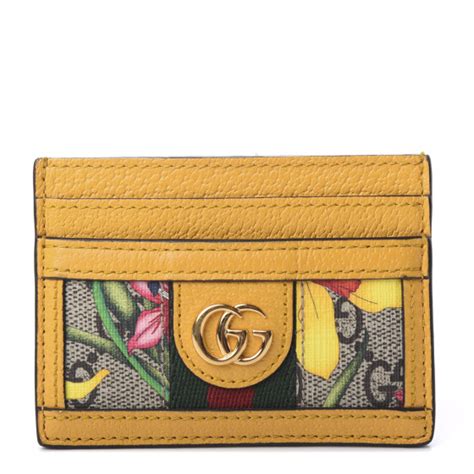 Gucci Gg Supreme Monogram Flora Web Ophidia Card Holder Beige