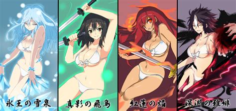 Yumi Asuka Homura Miyabi And Flugel Senran Kagura Drawn By Flugel