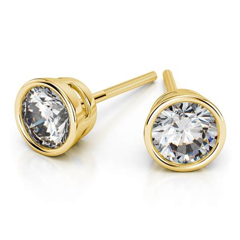 Bezel Diamond Earring Settings In Yellow Gold 14k Or 18k