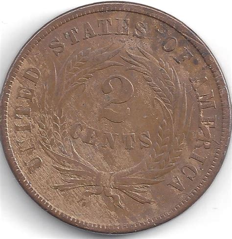 Two Cent Piece 1865 Two Cent Piece 1864 1873 United States Of
