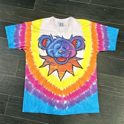 1999 Grateful Dead Dancing Bear Liquid Blue Tie Dye S Gem